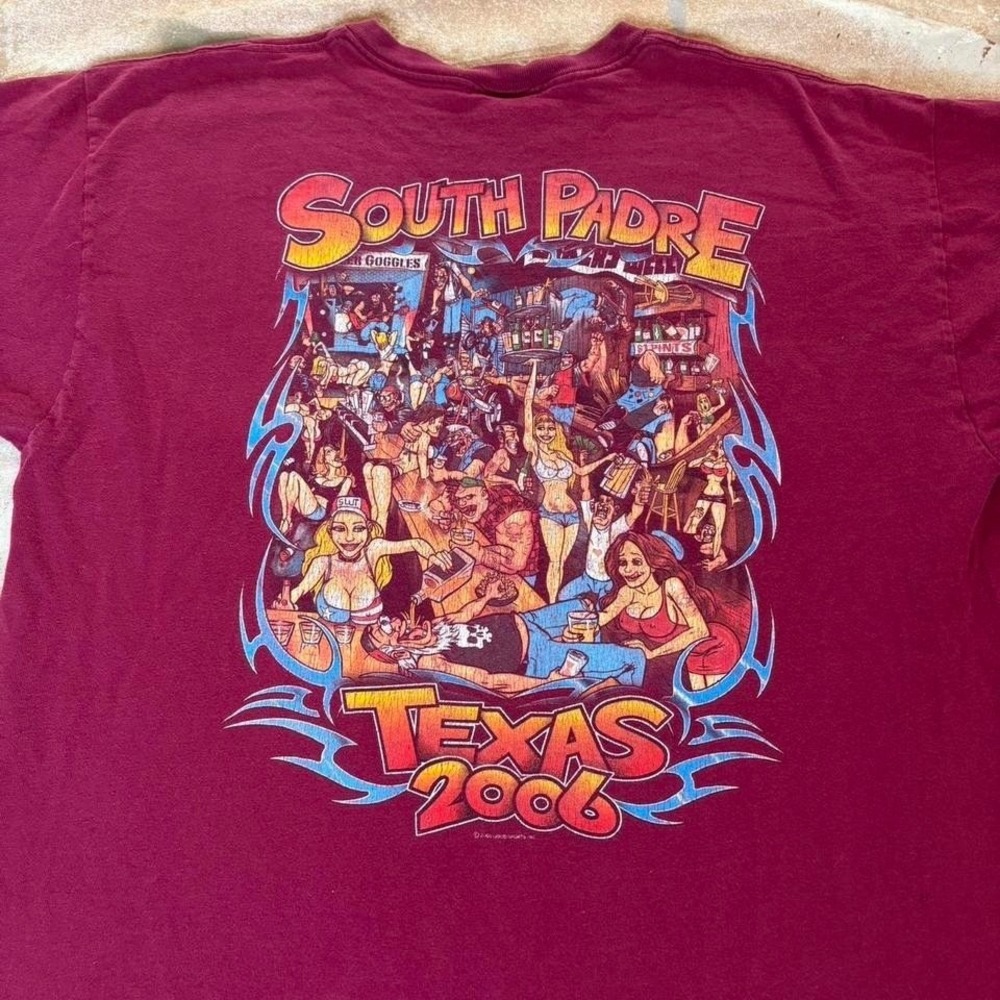 Y2K South Padre Texas 2006 Graphic T shirt  Size XL